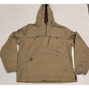 Ascend Men's 1/2 zip Pullover Lightweight Hooded Beige Jacket Size Large